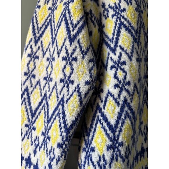 LOFT Petite Fair Isle Geometric Knit Sweater Blue Yellow White Women's SP - Picture 4 of 8